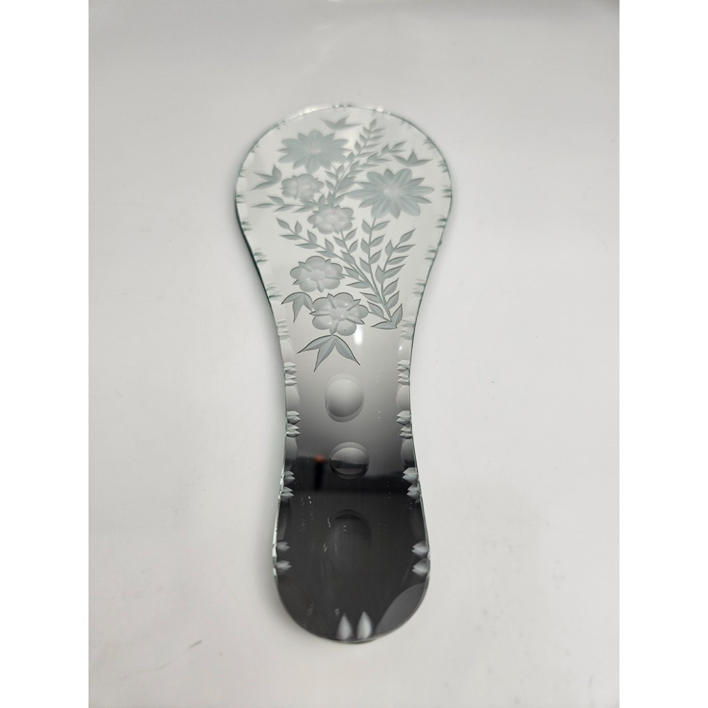 ART‎ Czech Republic Beveled Etched Glass Hand Mirror
